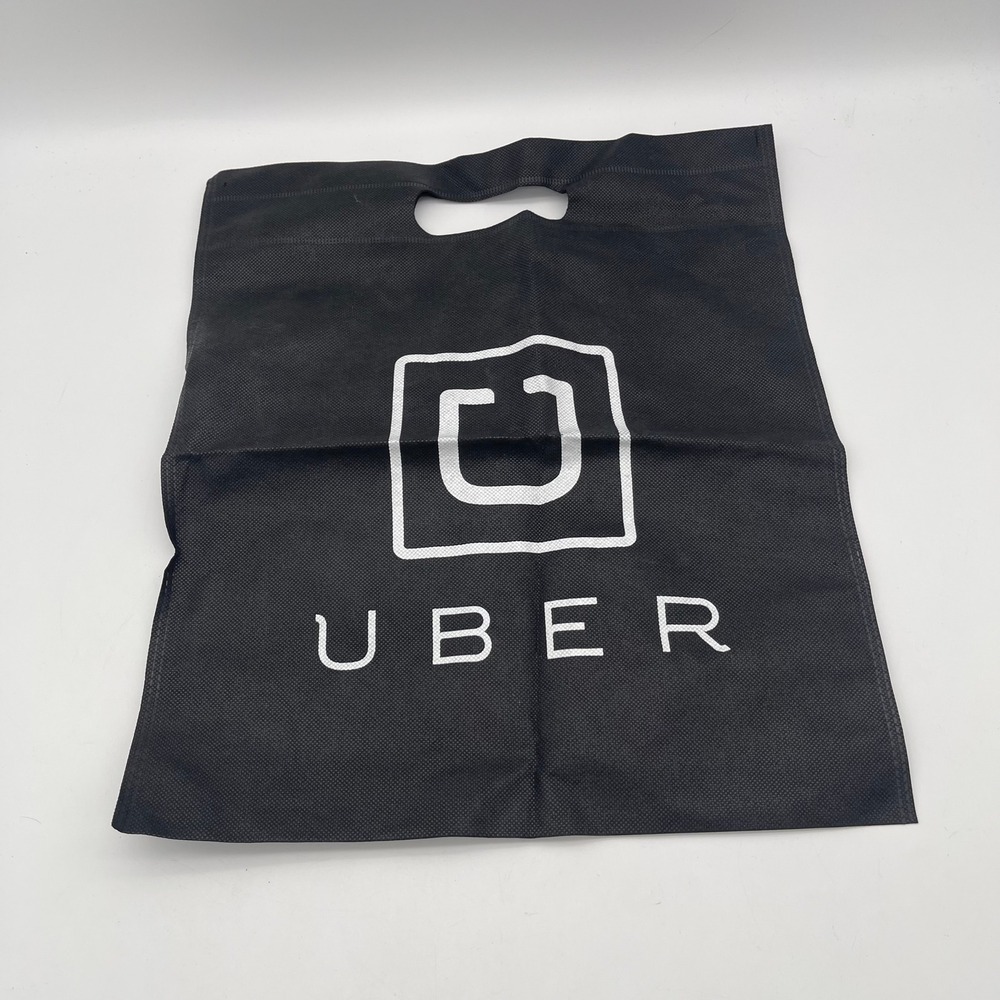 Uber Reusable Non-Woven Tote Bag Black Logo Die-Cut Handle Shopping Bag
